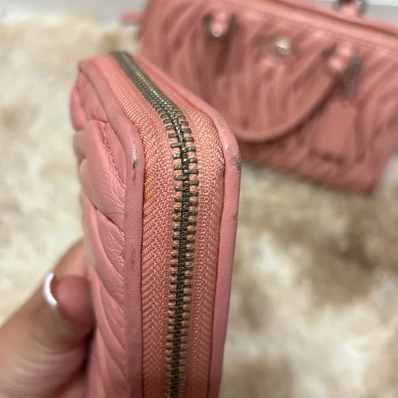 Coach Pink Quilted Women's Wallet - Picture 7 of 9